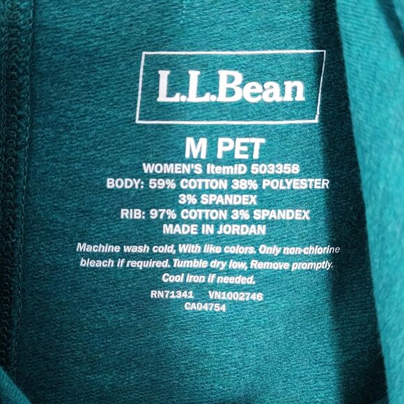 L.L. Bean Cozy Pullover Women's Sweatshirt Cowl Neck Thumb Holes Teal Green PM - Picture 3 of 5